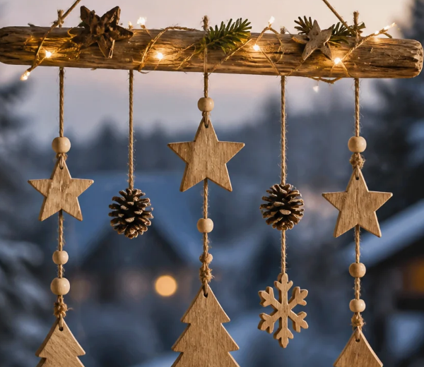 Hängende Weihnachtsdeko für das Fenster