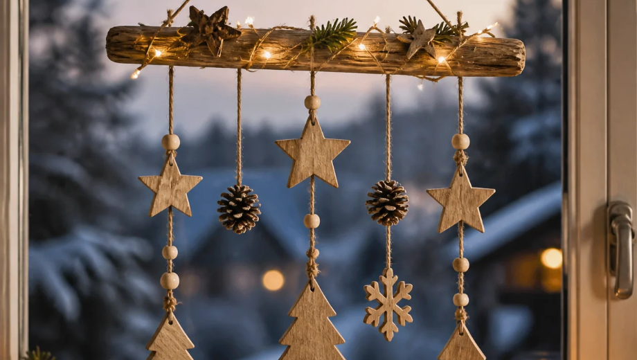 Hängende Weihnachtsdeko für das Fenster